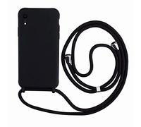 2ndSpring Cover con Collana Compatibile con iPhone XR 6.1,Case con Laccio per Il Collo Custodia con Cordino,Soft Silicone Nero