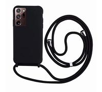 2ndSpring Cover con Collana Compatibile con Samsung Galaxy Note 20 Ultra,Case con Laccio per Il Collo Custodia con Cordino,Soft Silicone Nero
