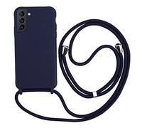 2ndSpring Cover con Collana Compatibile con Samsung Galaxy S21,Case con Laccio per Il Collo Custodia con Cordino,Soft Silicone Blu