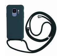 2ndSpring Cover con Collana Compatibile con Samsung Galaxy S9,Case con Laccio per Il Collo Custodia con Cordino,Soft Silicone Verde Scuro