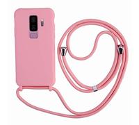 2ndSpring Cover con Collana Compatibile con Samsung Galaxy S9 Plus,Case con Laccio per Il Collo Custodia con Cordino,Soft Silicone Pink