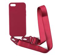 2NDSPRlNG Cover con collana compatibile con iPhone 6/7/8/iPhone SE 2020/iPhone SE3 2022, cordino in corda con ciondolo custodia in silicone morbida, colore: Rosso