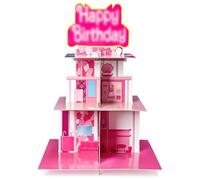 2ooya Alzata per cupcake a 3 livelli, rosa Dreamhouse, mini porta dessert in cartone con topper per torta di compleanno, per bambini, ragazze, tè pomeridiano, decorazione da tavolo, decorazione da