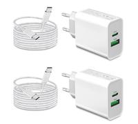 2Pack 25W Caricatore USB C e Cavo per Samsung A16 A55 5G A56 A36/A54 5G/A53 A33/A23 5G/A25 A35 A05S/S24 Ultra/S23 FE/S25/A15 A14 Galaxy A34 Z Fold 4 5 6 iPhone 16e 15 16 Caricabatterie Rapido USB C