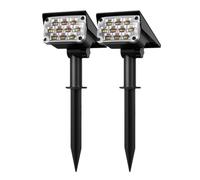 2PACK Luce Solare Esterna 3000K/6000k/RGB/VERDE Da Giardino IP65 Faretto For Percorso Paesaggistico Applique Parete(3 Colors Mode)