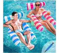 2Pack Piscina Gonfiabile Galleggia Amaca, Gonfiabili Piscina 4-in-1 Fmaca Gonfiabile Amaca Gonfiabile Mare Amaca Galleggiante Amaca da Mare Portatile Materassino Gonfiabile