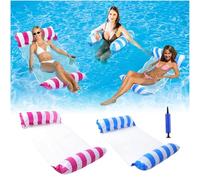2Pack Piscina Gonfiabile Galleggia Amaca,Gonfiabili Piscina 4-in-1 Fmaca Gonfiabile Amaca Gonfiabile Mare Amaca Galleggiante Amaca da Mare Portatile Materassino Gonfiabile(Blu,Rosso)