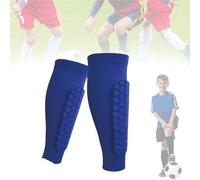 2Pack Shin Defender Shin Guards, Calf Compression Sleeve with Honeycomb Pads,Soccer ShinGuards Shins Pads for Kids Youth Adult (Blue,S)