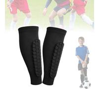 2Pack Shin Defender Shin Guards, Calf Compression Sleeve with Honeycomb Pads,Soccer ShinGuards Shins Pads for Kids Youth Adult (Black,XS)