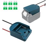 2Packs Power Wheel - Adattatore per batteria Makita da 18 V, con fusibile, interruttore e morsetto metallico, 6 pezzi fusibile da 30 A, 14 AWG, connettore per convertitore di batterie metalliche fai