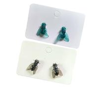 2Pairs Realistic Fly Earrings, Simulation Mini Personalized Black Fly Earring, Unique Simulation Design Fly Earrings (2Pair Mixed)