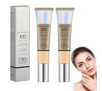 2PC CC Cream Full Coverage Foundation Makeup Base & Sun Protection SPF 50+, Body Coverage Perfector, Idratante, Leggero e non Appiccicoso, Copre Efficacemente le Imperfezioni del Viso- Natural Colour