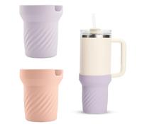 2PC Custodie In Silicone Stanley Cup, Accessori Per Stanley, Protezione Per Il Fondo Per Stanley H2.0 40oz/30oz E Adventure Tumbler 40oz(40oz,Rosa + Orquídea Lila)