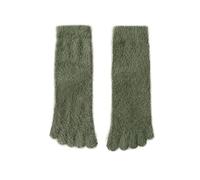 2PC delle Ragazze Donne di Spessore Corallo del Panno Morbido Calzini A Cinque Dita Inverno Caldi Soffici Punta Morbida(9(Grey Green))