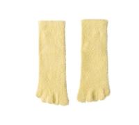 2PC delle Ragazze Donne di Spessore Corallo del Panno Morbido Calzini A Cinque Dita Inverno Caldi Soffici Punta Morbida(5(Yellow))