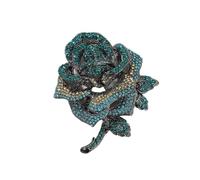 2pc LARGE RED ROSE CRYSTAL BROOCH Or PENDANT Rhinestone Flower & Thorns Pin