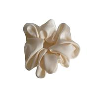 2pc Large Square Scrunchies Satin Silk Elastic Hair Bands Women Solid Ponytail Holder Ties Accessories(White)