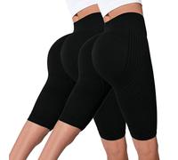 2PC Leggins 3D Anticellulite Donna Push Up Sculpture Lipedema a Compressione Controllo Graduata Estivi Anti Cellulite Leggins Corti Donna Sportivo Vita Alta Senza Cuciture per Fitness Yoga Joggin