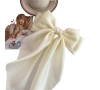 2pc Long Big Bow Float Satin Clips Back Head Hair Clip Internet Red With The Same Temperament Elegant Accessories Gifts(White)