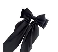 2pc Long Big Bow Float Satin Clips Back Head Hair Clip Internet Red With The Same Temperament Elegant Accessories Gifts(Black)