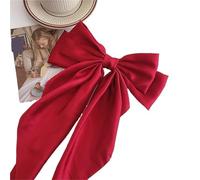 2pc Long Big Bow Float Satin Clips Back Head Hair Clip Internet Red With The Same Temperament Elegant Accessories Gifts(Red)