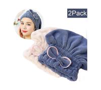 2pc Microfiber Dry Hair Cap, Super Soft And Super Absorbent, Quick-drying