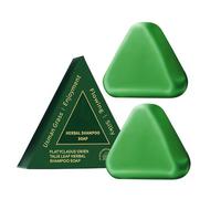 2PC Nature Triangle Shampoo Bar, Nature Seven Green Soap Shampoo, Soap Bar, leviga e Nutre i Capelli, Rafforzamento, Compattazione e Volume, Adatto per Uomini e Donne