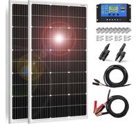 2PC Pannello Solare 100W 12V Monocristallino Fotovoltaico Impianto Camper Casa B
