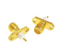 2pc RP-SMA Jack femmina Connettore coassiale RF Pannello a 2 fori Isolante dritto Lungo 3mm Placcato oro