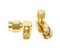 2pc RP-SMA Maschio Spina Foro Interno Interruttore SMA Jack Femmina Adattatore Coassiale RF Convertitore Ad Angolo Retto Placcato Oro