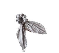 2pc Satin Bow Long Ribbon Scrunchies Elastic Hair Bands Women Ponytail Holder Ties Solid Headband Accessories(GREY)
