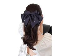 2pc Satin Pearl Bow Headband Versatile Spring Clip Hairpin Hair Accessory Simple Elegant(1pc black)