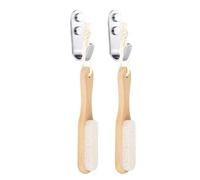 2pc Scrub Pumice Stone Foot Callus Remover Manual Scrubber Wooden Handle Natural Wood Design Tool