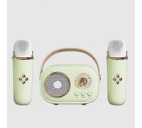 (2pc Speaker, Green) Bluetooth Speaker With 1-2 Wireless Microphone Support Karaoke TF Card FM Play HIFI Bass Handsfree Call Children's Birthday Gift
