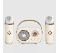 (2pc Speaker, Yellow) Bluetooth Speaker With 1-2 Wireless Microphone Support Karaoke TF Card FM Play HIFI Bass Handsfree Call Children's Birthday Gift