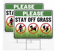2PC Stay Off Grass Sign with Stake 12 Inches by 9 Inches Corrugated Plastic Keep Off Grass Sign Dont Walk On Grass Lawn S