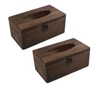 2PC Useful Wooden Retro Tissue Box Cover Paper Napkin Holder Case Home Car Decor