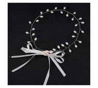 2pc Vintage Bride Handmade Gold Pearl Headband Flower Headpiece Bridal Tiara Wedding Hair Accessories Women Jewelry(Color8)