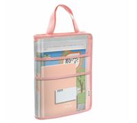 2pc Visible Test Paper Storage Bag A3 Large Capacity Transparent A4 Handbag Thickened Waterproof Document Exam Papers(Pink)