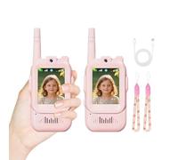 2Pc Walkie Talkie Video Per Bambini, Walkie Talkie A Lungo Raggio Da 100-400m Ricaricabili, Walkies Talkies Visivi Lungo Raggio Giocattoli Con Cambia Voce Con Schermo E Video Chat In Reale Per Bambini