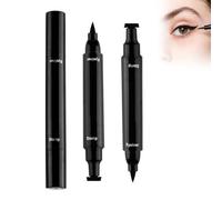 2PC Waterproof Eyeliner Stamps, Double Ended Eye Makeup Pen, Waterproof Eyeliner, Long Lasting Result, Intense and Precise Lines, Smooth and Pigmented Texture, Anti-Smudge, Black
