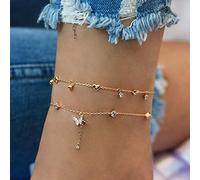 2Pc Zircone Cuore Cavigliera Set Bracciale Boemia Beach Tartaruga di Mare Ciondolo Cavigliere Per Le Donne Perline Colorate Catena Gioielli Attraente elaborazione