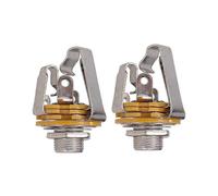 2pcs 1/4 Inch 6.35mm Stereo Input Jack Plug Socket for Electric Guitar Bass, Guitar Pickup Output J--Silver