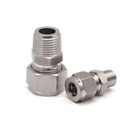 2Pcs 1/8" NPT x 3MM Double Ferrule Tube Compression Fitting Male Thread Connector NPT Stainless Steel 304