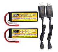 2PCS 11.1V 2000mAh 3S Lipo batteria 35C con 3.5millimetri Banana testa spina con cavo di ricarica USB per RC auto camion RC barca RC Quadcopter FPV Drone Batteria