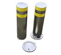 2pcs,11.4 * 75CM,Generico Dissuasore Parcheggio Mobile Barriera Parcheggio Auto Rimovibile in Acciaio Inox Dissuasore Parcheggio Per Vialetti Barriera Parcheggio Con Chiavi E Strisce Riflettenti