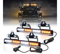 2pcs 16,8 pollici LED luce stroboscopica arancione lampeggiante luce di avvertimento + faro bianco, luci di avvertimento di sicurezza per Truck Roof Top, 26 modello Flash