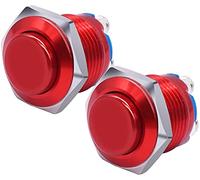 2Pcs 16mm 5/8 "Interruttore a pulsante momentaneo in metallo rosso rotondo 1NO SPST 3A / 12-250V for interruttore for auto industriale Componenti elettronici (Size : Rot)