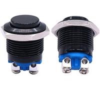2Pcs 16mm 5/8 "Interruttore a pulsante momentaneo in metallo rosso rotondo 1NO SPST 3A / 12-250V for interruttore for auto industriale Componenti elettronici (Size : Preto)