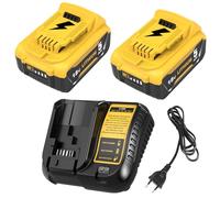 2pcs 18V 5.0Ah DCB200 sostituzione per Dewalt batteria +3A Caricabatterie compatibile con Dewalt batteria DCB180 DCB181 DCB182 DCB184 DCB185 DCB201 DCB204 (giallo)